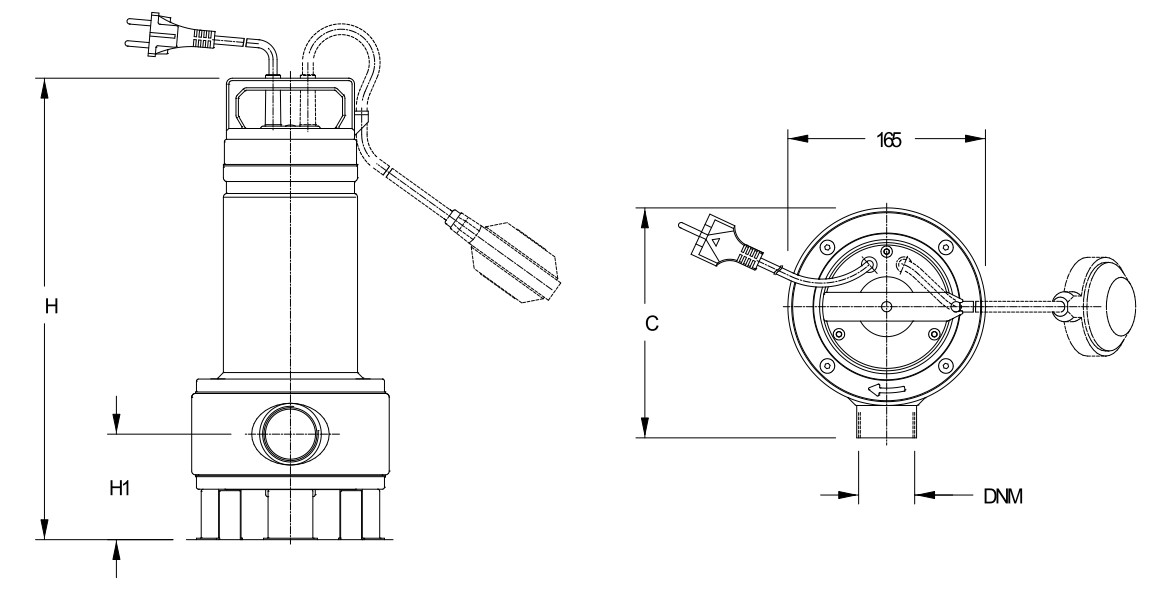 Wymiary pomp Lowara DOMO: